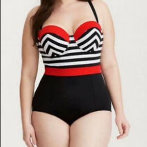 **ISO** torrid 1 piece striped bathing suit